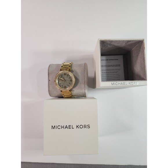 Michael Kors Gold Tone Watch Crystal Pave Dial Rhinestone Bezel Women\'s Retail 3 main image 4